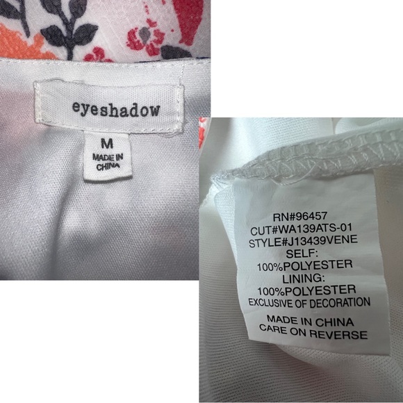 Spring / Summer White Floral Top Multicolored with Adjustable Straps - Picture 3 of 3